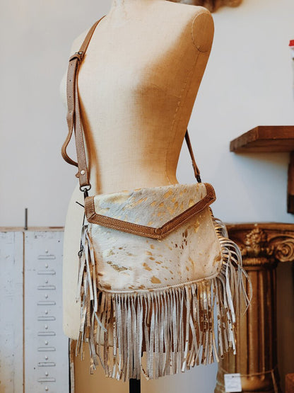 COWHIDE CROSSBODY WITH FRINGE