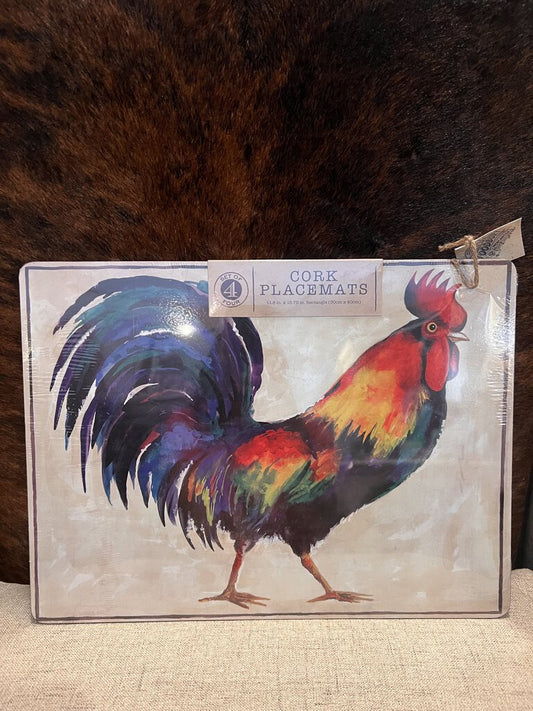 ROOSTER CORK PLACEMATS SET OF 4