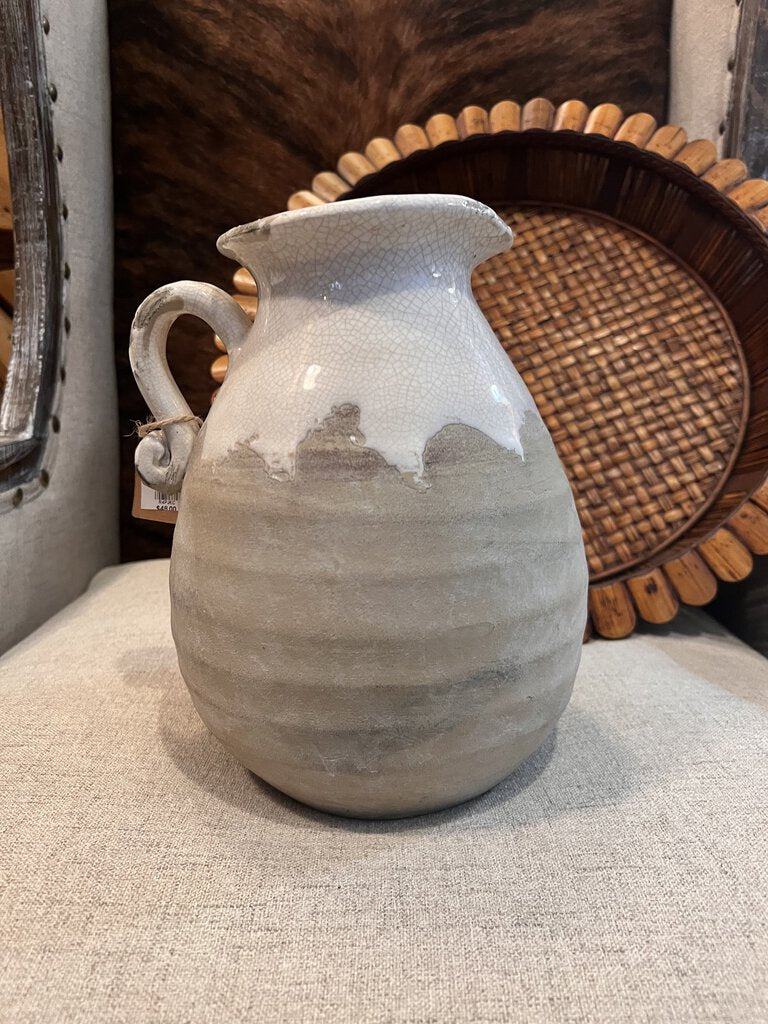 BEIGE AND WHITE CLAY VASE