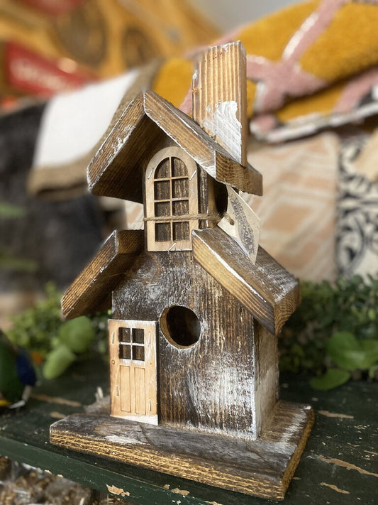 WHITE WASHED BIRD HOUSE