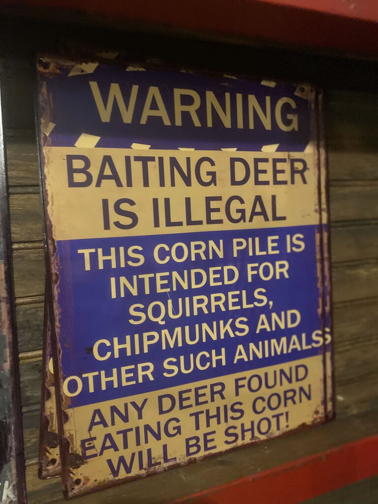 WARNING BAITING DEER SIGN