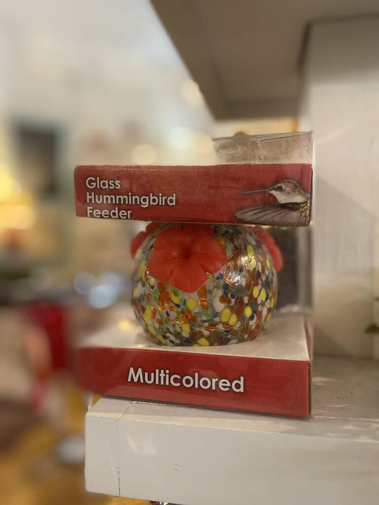 GLASS HUMMINGBIRD FEEDER