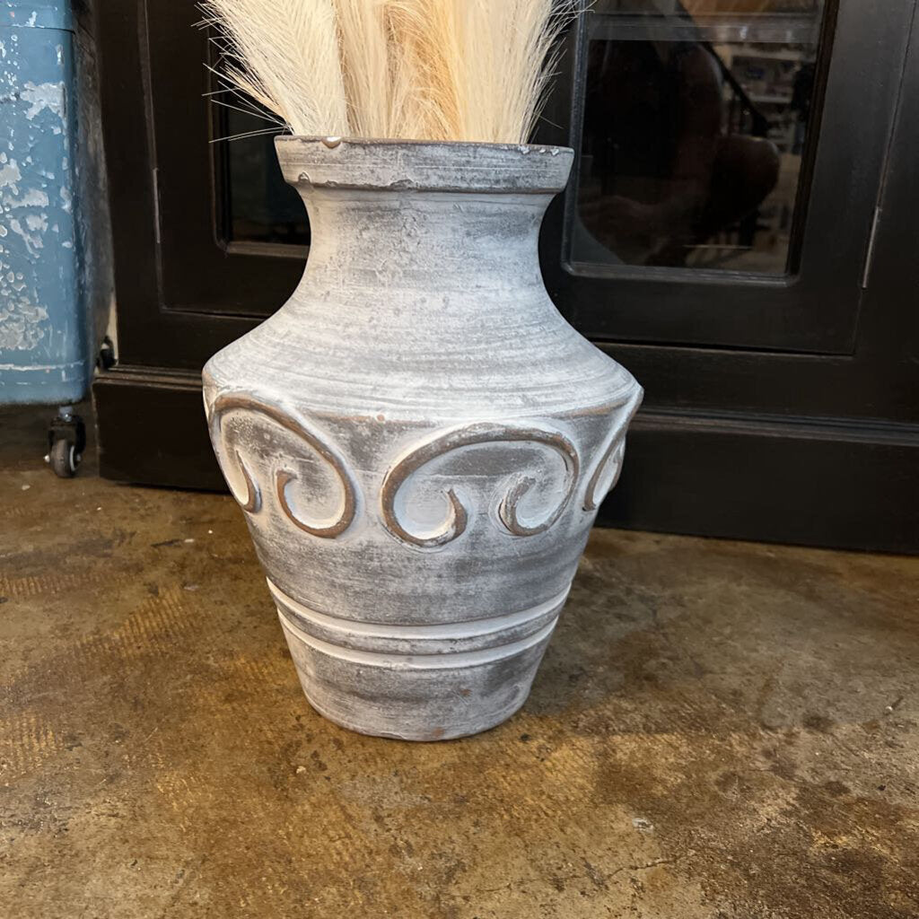 Terracotta Scroll Urn