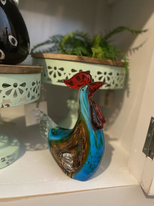 HAND BLOWN ROOSTER FIGURINE