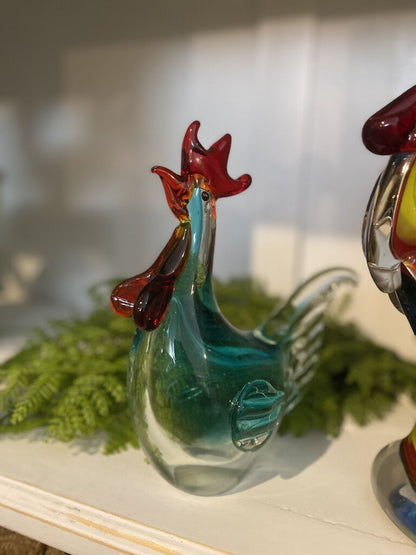 HAND BLOWN ROOSTER FIGURINE