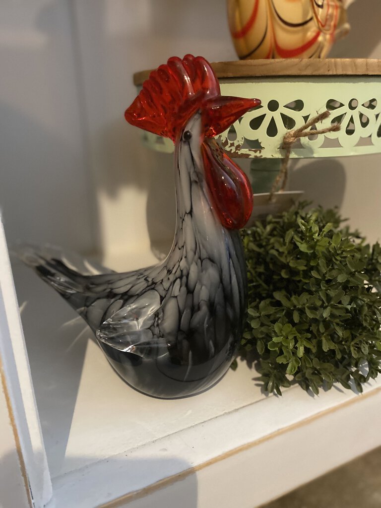 HAND BLOWN ROOSTER FIGURINE