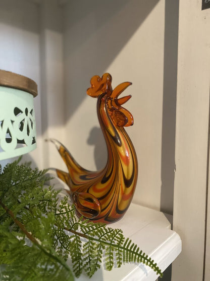 HAND BLOWN ROOSTER FIGURINE