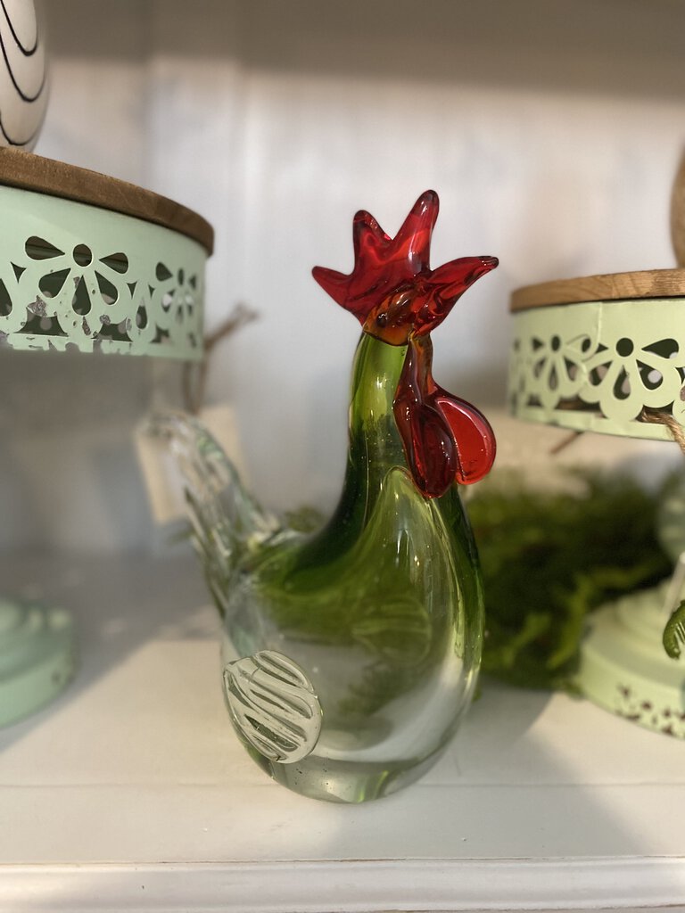 HAND BLOWN ROOSTER FIGURINE