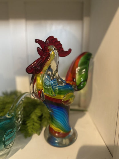 HAND BLOWN ROOSTER FIGURINE