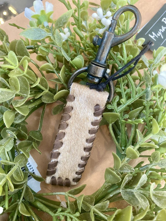 INTERLACED COWHIDE KEYCHAIN