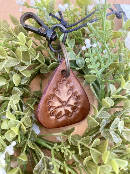 HAND TOOLED LEATHER KEYCHAIN