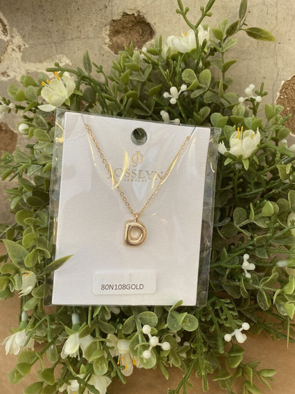 GOLD BUBBLE INITIAL NECKLACE