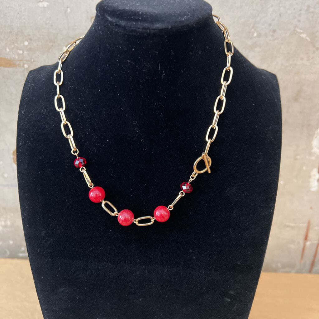 Red Stone Toggle Necklace