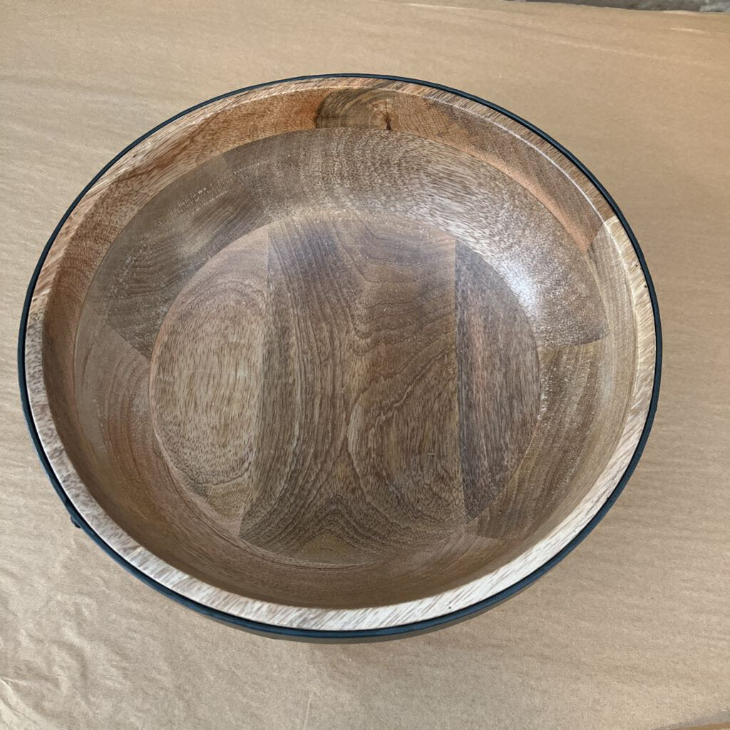 Wooden Bowl with Metal Strap