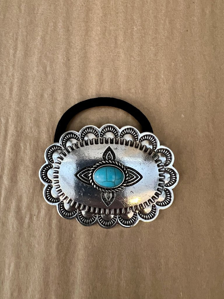 TURQUOISE OVAL HAIR TIE