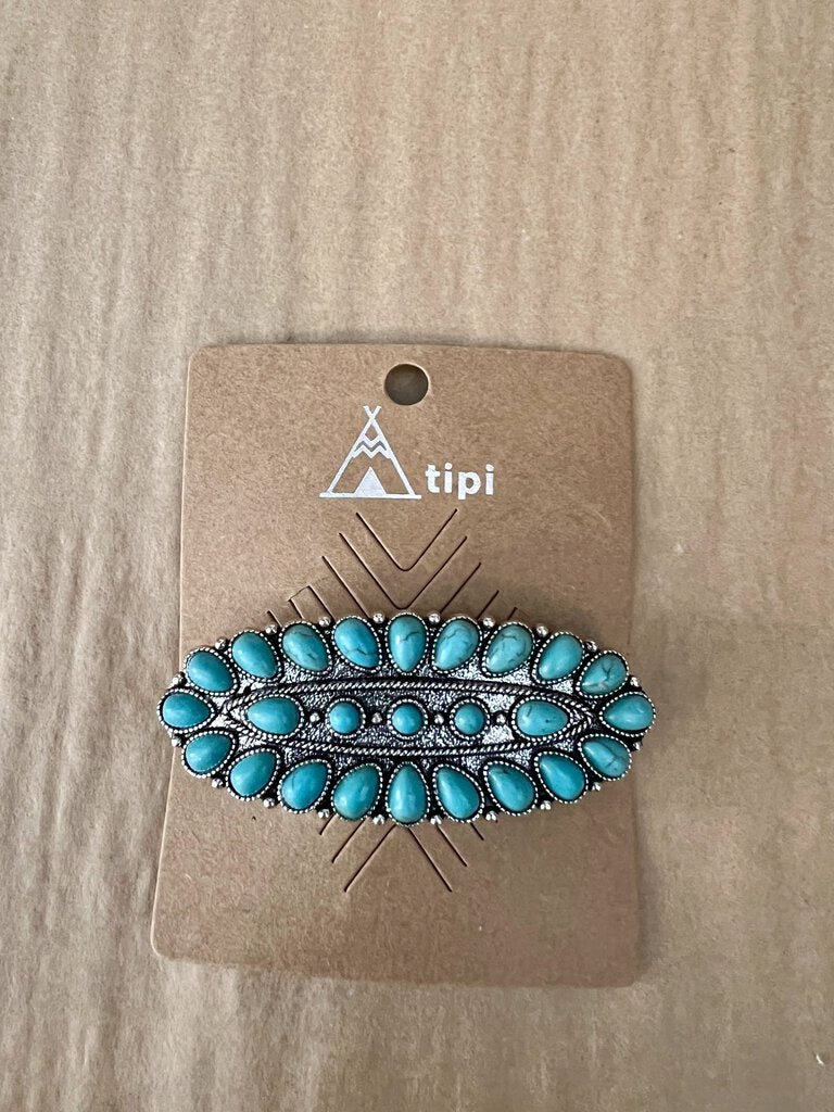 TURQUOISE SQUASH HAIR BARRETTE