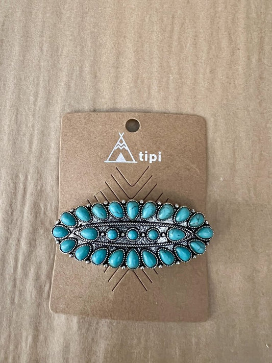 TURQUOISE SQUASH HAIR BARRETTE