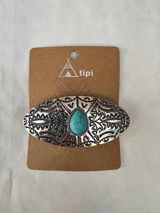 TURQUOISE DESIGN HAIR BARRETTE