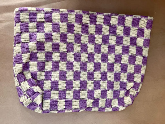 PURPLE AND CREAM PLAID BAG