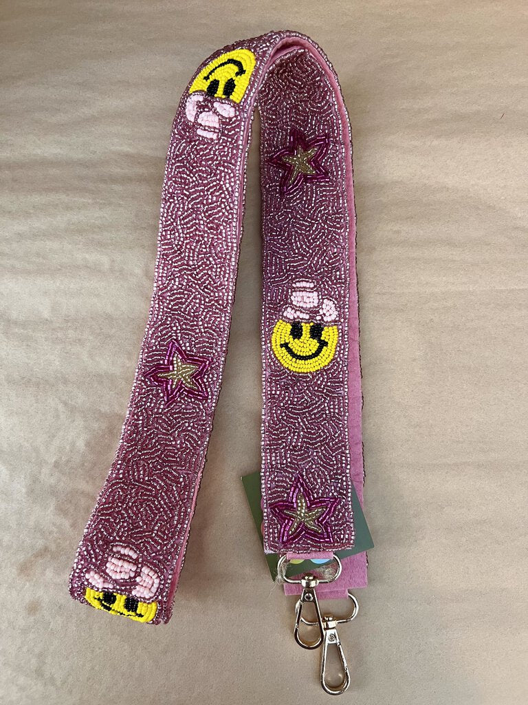 SMILEY SEED BEADED BAG STRAP