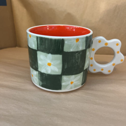 FLOWER CHEKERED MUG