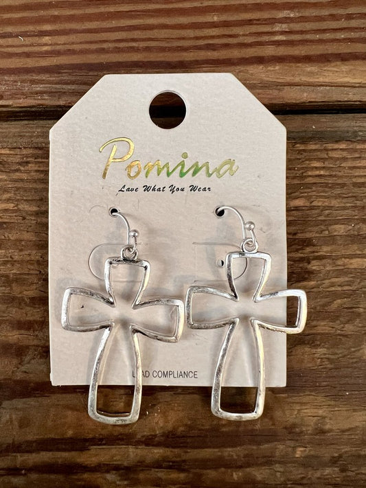 SILVER CROSS EARRINGS