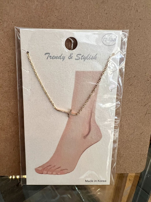 GOLD CROSS ANKLET