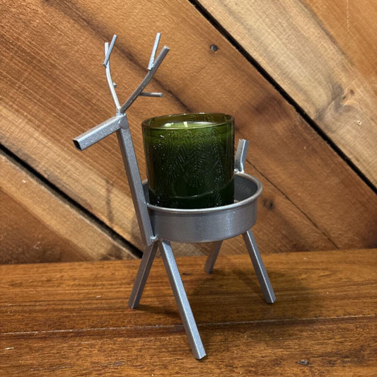 GALVANIZED REINDEER CANDLE HOLDER