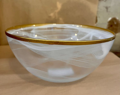 GOLD RIMMED GLASS BOWL