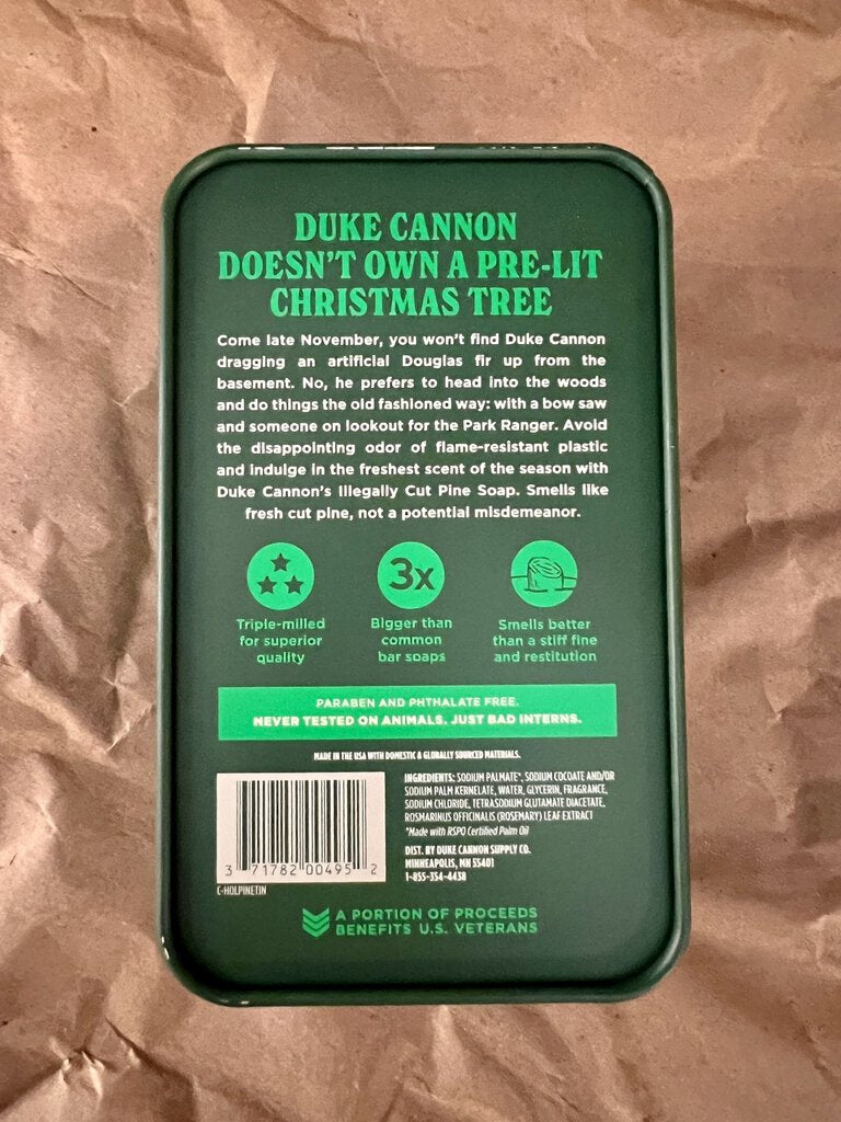 ILLEGALLY CUT PINE TIN BAR SOAP