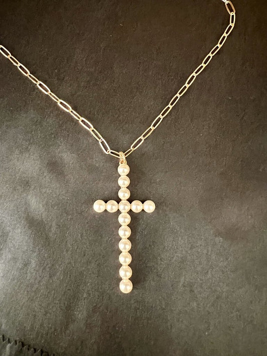 PEARL CROSS NECKLACE