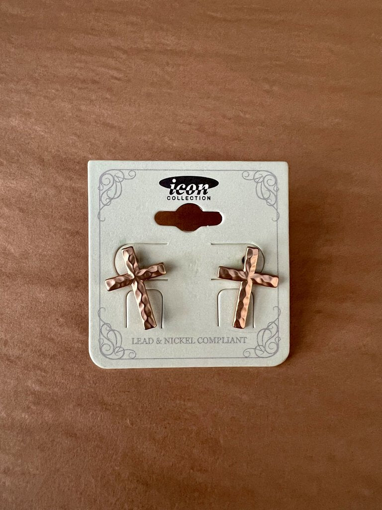 STAMPED CROSS EARRINGS