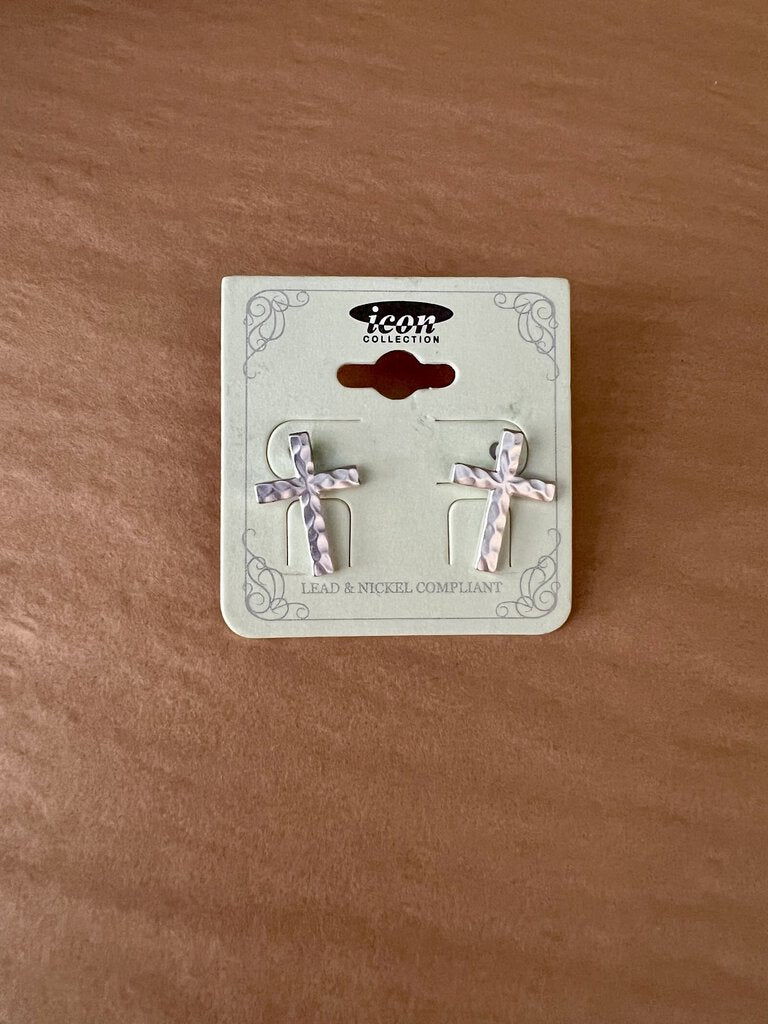 STAMPED CROSS EARRINGS