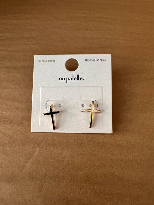 MINI GOLD CROSS EARRINGS