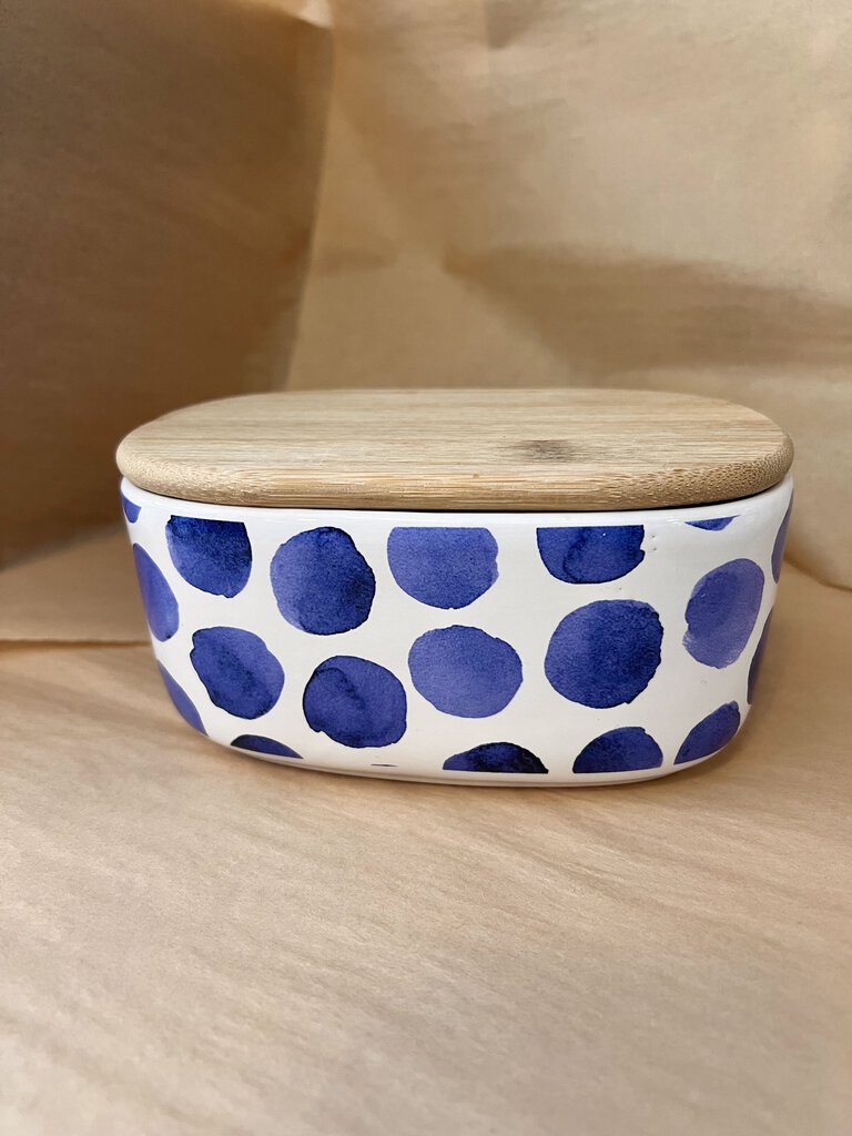 CERAMIC SERVING DISH WITH WOODEN LID