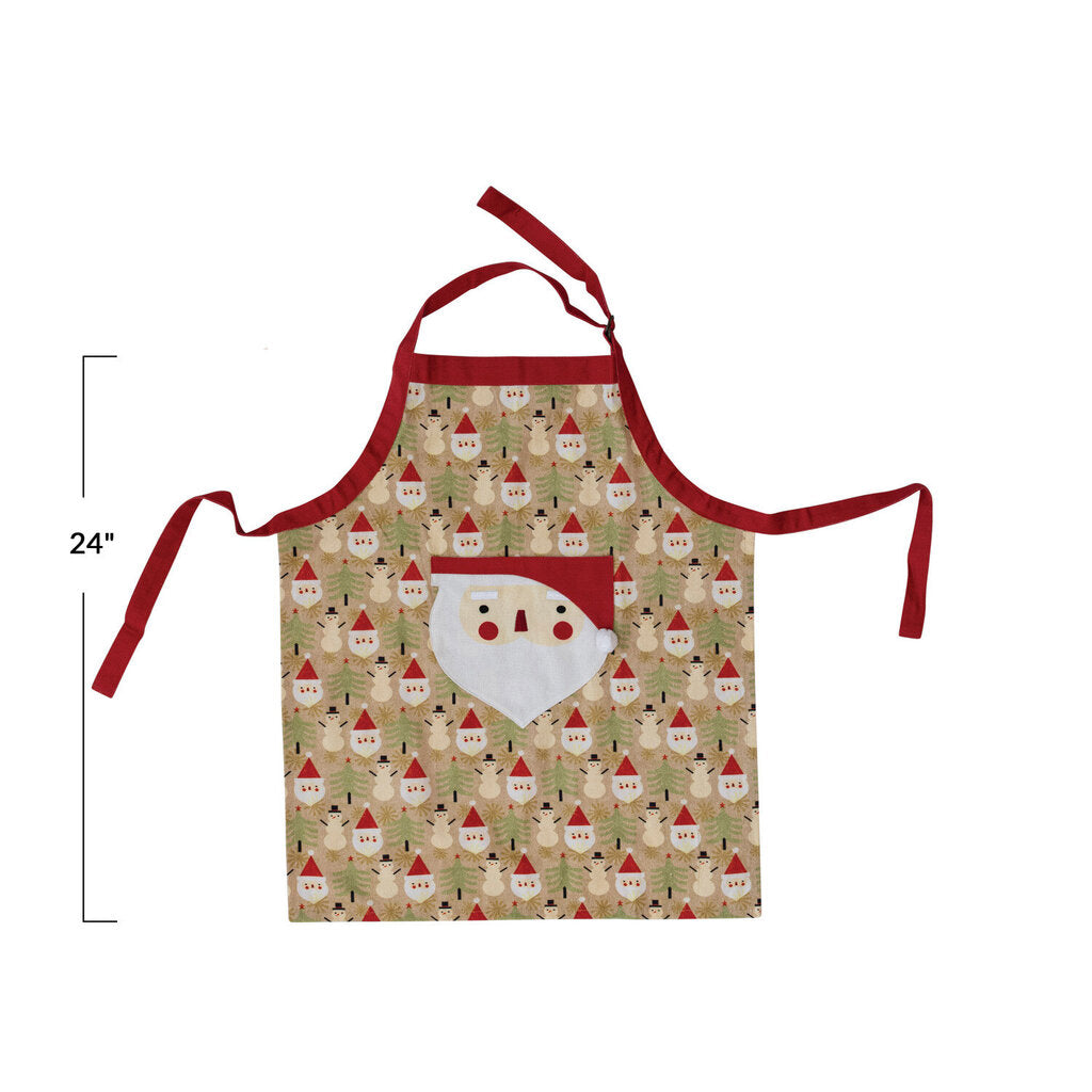 CHILD APRON WITH SANTA POCKET CHEF HAT AND HOT MITT