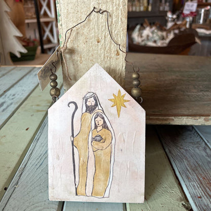 WOOD ORNAMENT WITH HOLY IMAGE