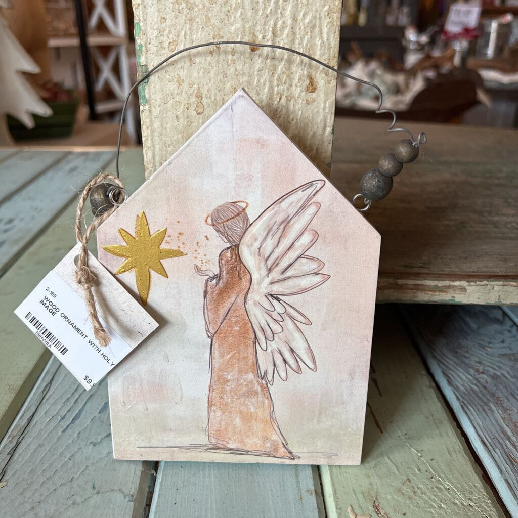 WOOD ORNAMENT WITH HOLY IMAGE