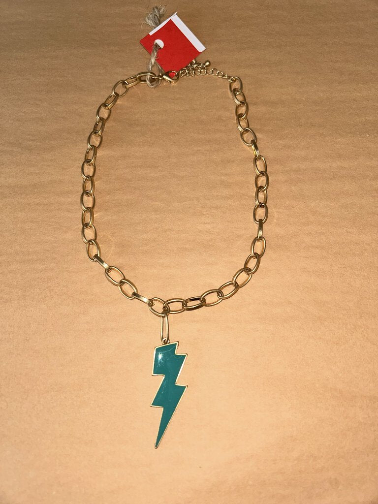 GOLD CHAIN LINK LIGHTENING BOLT NECKLACE