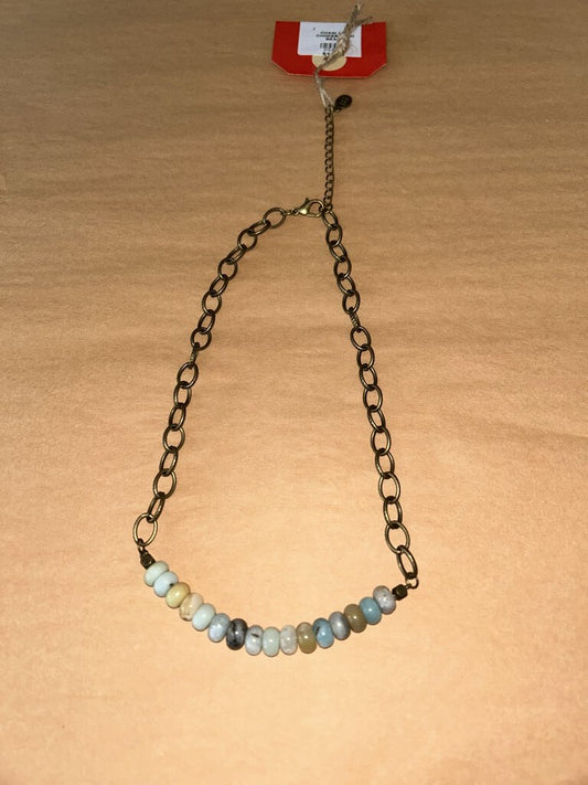 CHAIN LINK CHOKER NECKLACE WITH BEADS